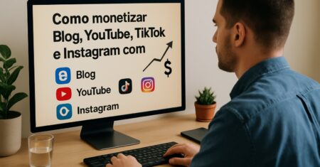 Como monetizar blog, YouTube, TikTok e Instagram com estratégias integradas em 2026